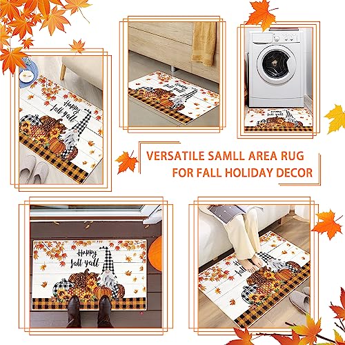 Cekene Fall Pumpkin Doormat Indoor Entrance 2x3 Rug Non Slip Small Area Rug Washable Gnome Entryway Rug Soft Floor Mats for Doorway Bathroom Bedr