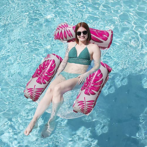 GAWEI Water Hammock, 2 Pack Inflatable Pool Floats Hammock 4-in-1 Swimming Pool Hammock,Swimming Pool, Water Lounge Party Toys for Adults (rose g
