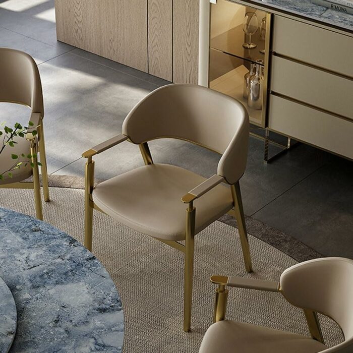 WALNUT Metal Chairs Dining Room Comfortable Armrests Relaxing Chair Adults Furniture