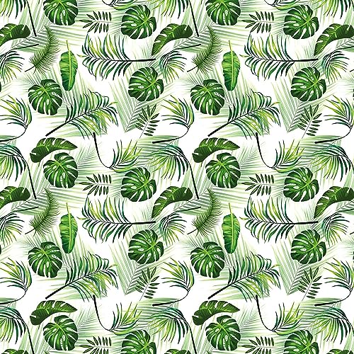 G-dake Round Tablecloth Wipeable, Hawaiian Polyester Circular Table Cloth Waterproof Wrinkle and Stain Resistant Tropical Palm Leaf Table Cover f