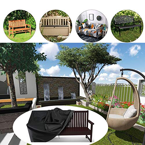 Flymer 2/3/4 Seater Bench Cover, Waterproof and Windproof and Tear proof 210D Oxford Fabric Anti-UV Furniture Cover for Outdoor Patio Bench - Bla
