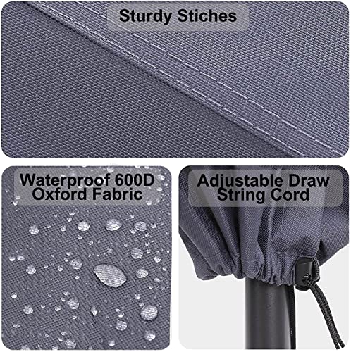 RICHIE Garden Parasol Cover Patio Umbrella Covers for Parasol Fits 2 to 3m Diameter Parasols 153x30x30cm Waterproof Tear Resistant 600D Oxford PV