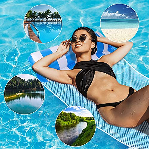 SSYYX Water Hammock 2 Pack Swimming Pool Beach Floating Recliner Inflatable Hammock with Portable Inflator 4-in-1 Multi-Purpose Swimming Chair Be