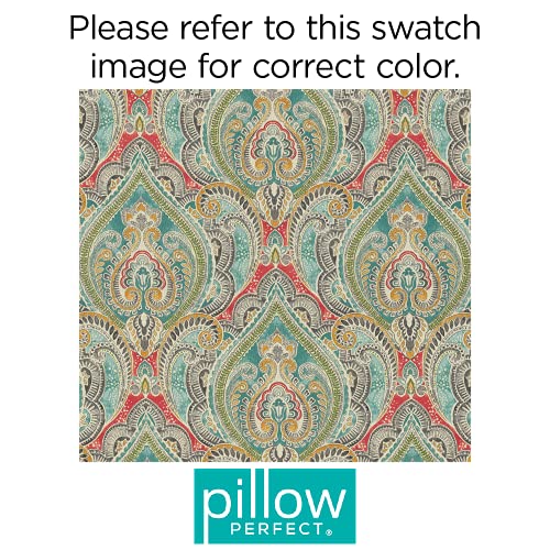 Pillow Perfect Paisley Indoor/Outdoor Chairpad with Ties, Reversible, Tufted, Weather, and Fade Resistant, 15.5" x 16", Blue/Multi Pretty, 2 Coun