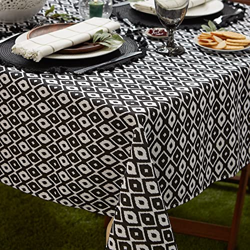 DII Ikat Outdoor Tabletop Collection Water Resistant, All Weather, 60x84 w/Zipper, Black