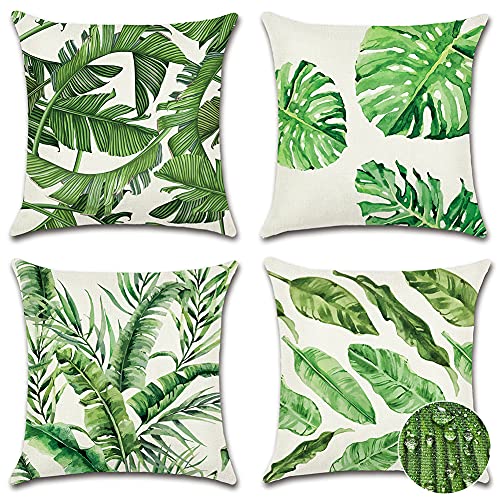 JOTOM Outdoor Decorative Cushion Covers 45x45cm Tropical Plants Waterproof Throw Pillow Covers Square Cushion Cover Garden Throw Pillow Case for
