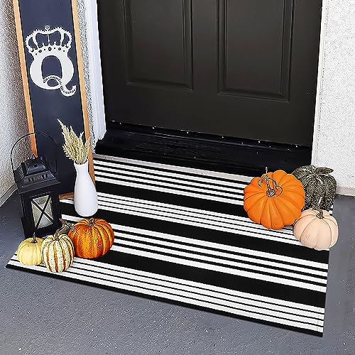 OJIA Front Door Mat 24'' x 35'' Fall Door Mats Outdoor Cotton Hand-Woven Indoor/Outdoor Small Area Rug Fall Welcome Mat for Front Porch/Home Entr