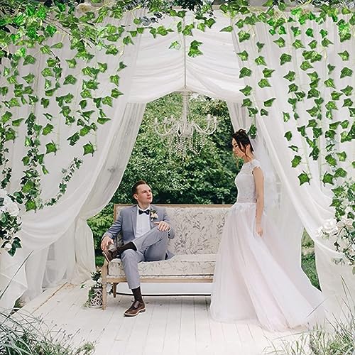 STBNVF 6 Pcs Vines, Fake Ivy, Vines for Bedroom Aesthetic, Bedroom Decor, Fake Plants, Green Ivy with Nylon Cable Ties, Plants Ivy Vine for Garde