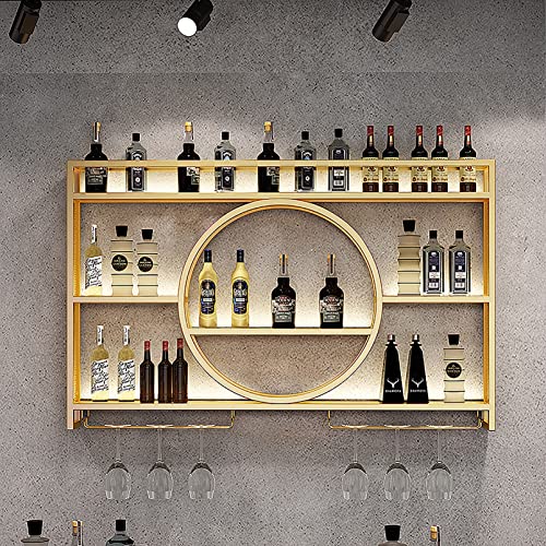 Modern Metal Wall Mounted Wine Display Rack, Bar Unit Floating Shelves, Wall-Mounted Wine Racks, Glass Rack Iron Display Stand Wine Holder With S
