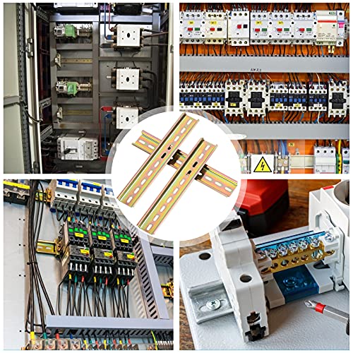 CHALA 3pcs DIN Mounting Rail,35mm Width 200mm Long Slotted Steel Rail Screws for DIN Rail Terminal Series and Contactor