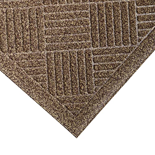 JVL Dirt Defender Scraper Door Mat 40 x 60 cm, Squares, Beige
