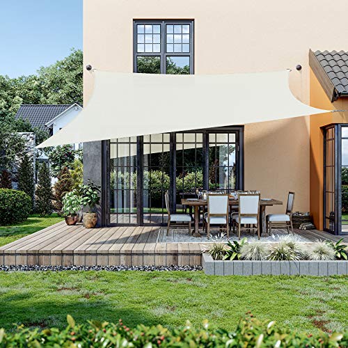 SONGMICS Shade Sail 2.5 x 5 m, HDPE Sun Protection Fabric, Breathable, Water-Permeable, Terrace, Garden, Balcony, Camping, Rectangular, Concave,