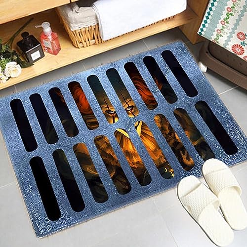 Halloween 3D Illusion Clown Doormat, (15.7 "x 23.6") Halloween Clown Drain Doormat, Indoor and Outdoor Horror Movie Clown Halloween Area Carpet D