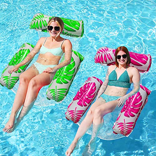 GAWEI Water Hammock, 2 Pack Inflatable Pool Floats Hammock 4-in-1 Swimming Pool Hammock,Swimming Pool, Water Lounge Party Toys for Adults (rose g