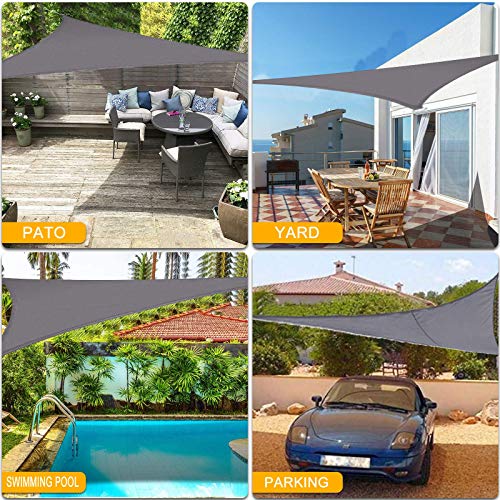 longziming Triangle Garden Sun Shade Sail, 3x3x3m 98% Anti-UV Block Waterproof Triangle Canopy,for Outdoor Garden Patio Party Backyard Yard Campi