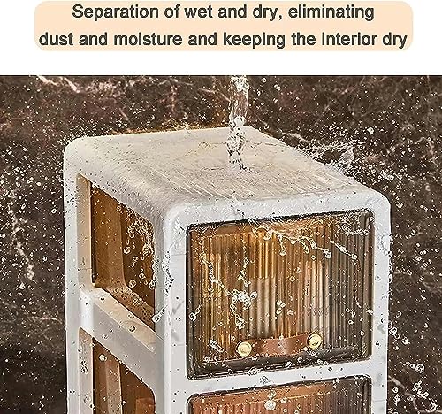 OPSREY Small Bathroom Storage Corner Floor Cabinet, Narrow Rolling Bathroom Cabinet for Small Spaces with Drawers Wheels