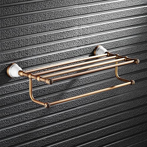 HIGOH Towel Racks,Bathroom Towel Rack Wall Mounted Towel Holder,All Copper European Towel Rack,Bathroom Antique Ceramic Base Towel Rail,New Retro
