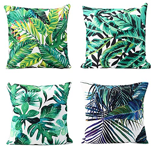 Outdoor Waterproof Throw Pillow Covers, Tropical Plants Waterproof Cushion Cover, Waterproof Cushion Case for Outdoor Patio Garden Blench Tent Li