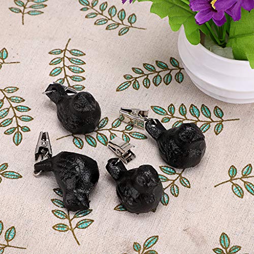OwnMy Set of 4 Tablecloth Weights Clip on, Pendant Tablecloth Weights Kit with Cast Iron Antique Birds, Cloth Weights Clip for Outdoor Garden Par