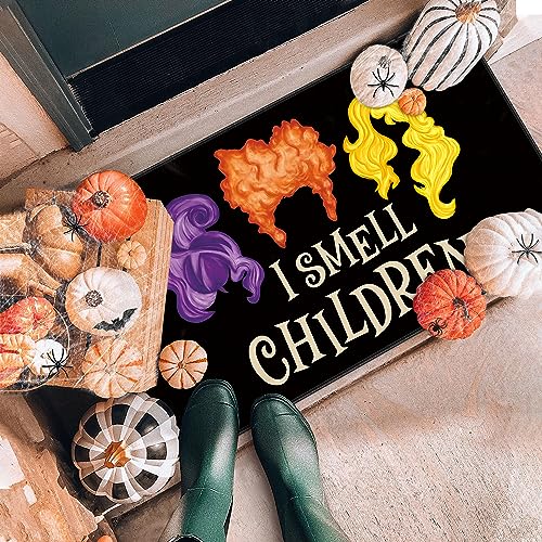 Halloween Door Mat Hocus Pocus Decorative Doormat I Smell Children Non Slip Front Porch Rug Seasonal Welcome Mat Entrance Floor Mat Halloween Hom