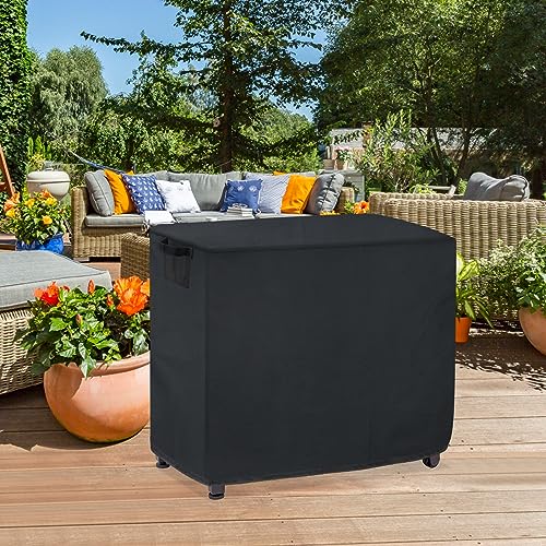 Hoedia 32 Inch Outdoor Prep Table Cover for Keter Unity Portable Table, BBQ Prep Table Cover and Dustproof Bar Cart Cover UV Resistant (Black)