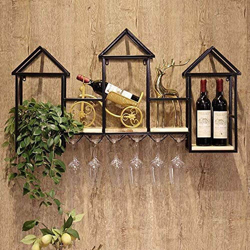 NEOCHY Wine Rack Hanging Wine Bottle Display Stand Modern Wall-Mounted Goblet Wine Bottle Display Stand Storage Shelf