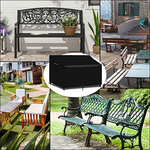 PATIO PLUS 2 Seater Garden Bench Cover Waterproof with Air Vent 134x66x63/89cm for Outdoor Garden Bench Tear Resistant 600D Oxford (Black)