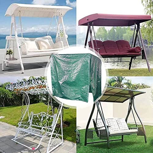 RICHIE 3 Seaters Large Garden Swing Cover Waterproof with Zips, Hammock Garden Cover Green 215x150x150cm, Outdoor Swing Cover UV Resistant Swing