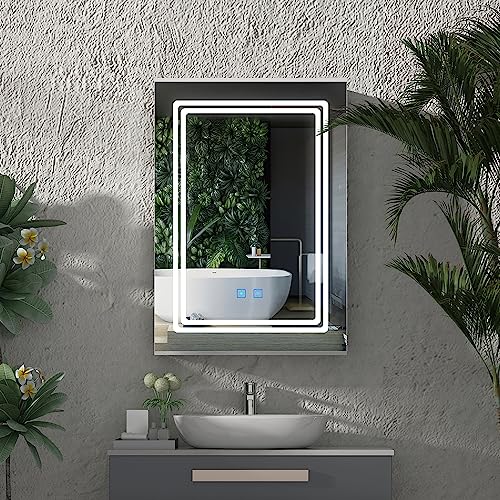 LUMIRRORS® Bathroom Mirror Cabinet with LED Lights Shaver Socket Dimmable Brightness Touch-Switch Demister Adjustable Shelves Aluminium Cabinets