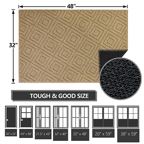 FONEYI Indoor Door Mat, Front Back Door Mats 32"x48" Rubber Backing Non Slip Rug, Absorbent Resist Dirt Entrance Doormat Inside Floor Mats for En