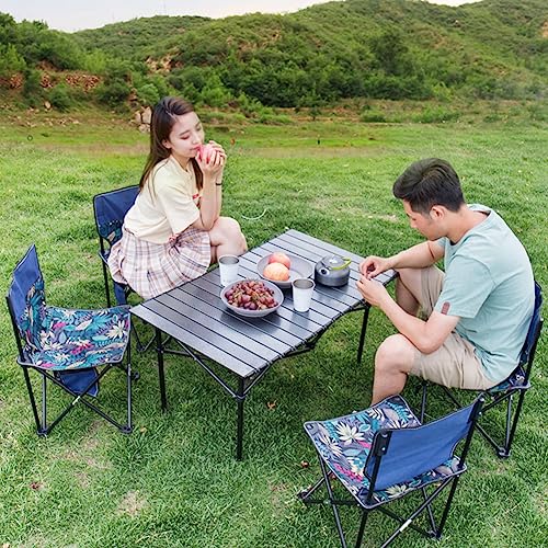 Olrla Roll up Picnic Table and 4 Foldable Chairs Set for Kids and Teens, Beach Party, RV Travel, BBQ, Maple Leaves