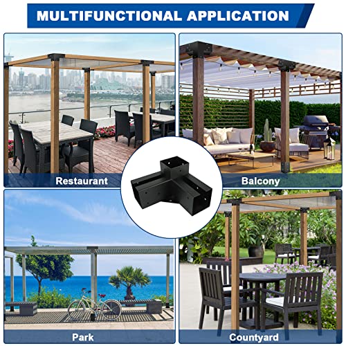 Pergola Gazebo Brackets-Kit Toja Grid - Nopwer 3-Way Right Angle Corner Bracket for 4x4 Inch Wood Beams