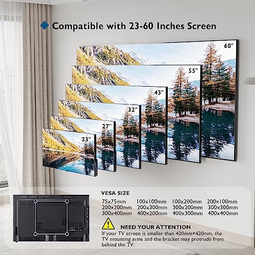 BONTEC Ultra Slim TV Wall Bracket Mount for 23"-60" LCD LED 3D Plasma TVs, Low Profile Tilt TV Wall Mount up to VESA 400x400mm, 45kg Weight Capac