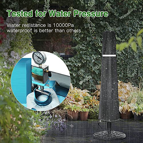 Garden Parasol Cover for Garden Umbrella Covers with Waterproof Zipper and Drawstring Cord at Bottom, Outdoor Protector for 7ft to 10ft Outdoor P