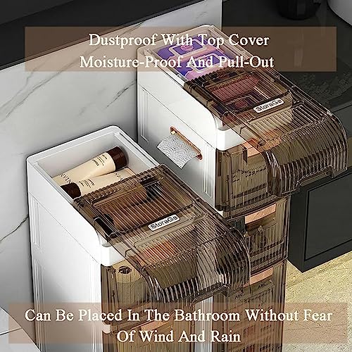Waterproof Side Cabinet Crevice Shelf Paper Storage Small Bathroom Storage Cabinet Freestanding, Toilet Paper Holder with Storage for Toilet Pape