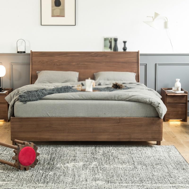 JJZXD Small Apartment Bedside Cabinet Black Walnut Nightstand Cherry Wood Bedroom