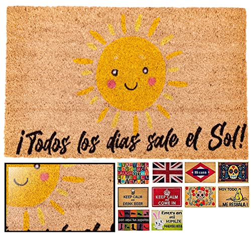 LucaHome Natural Coconut Door Mat 70 x 40 with Non-Slip Base, Coconut Door Mat Funny Lemonade, Absorbent Door Mat Entrance Home, Ideal for Outdoo