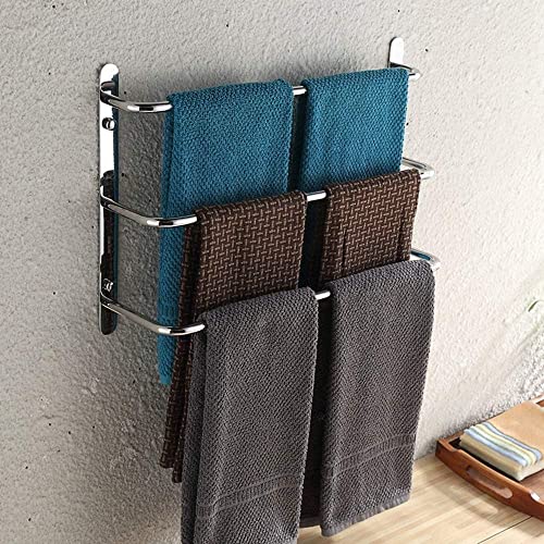 bathroom towel rack Towel Rail Chrome 304 Stainless Steel Heavy Duty Towel Bar Wall Mounted Towel Holder with 3 Rod Storage Rack for Bathroom Kit
