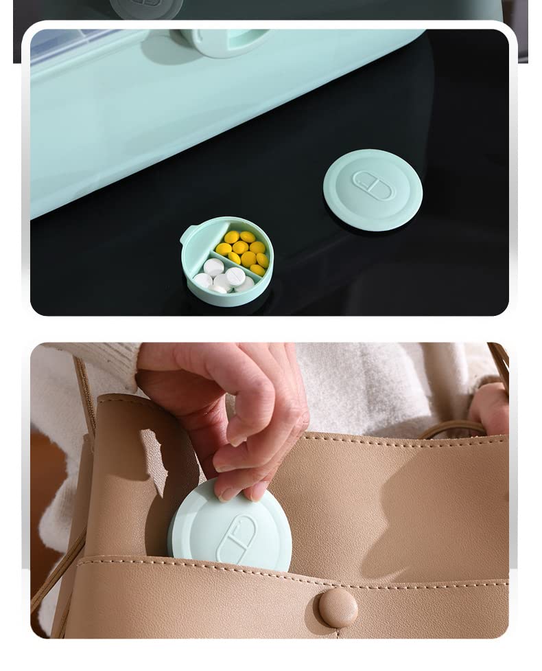 LIKEUDO Green 3 Layer First Aid Medicine Storage Box Family Medicine Organizer Emergency Medicine Organizer With Portable Small Pill Box (M)