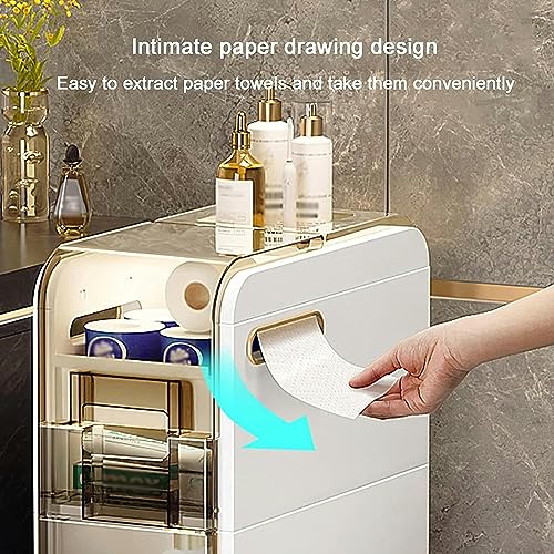 OPSREY Slim Bathroom Storage Corner Floor Cabinet, Narrow Toilet Paper Organiser Unit for Small Space, Home Living Room Bedroom
