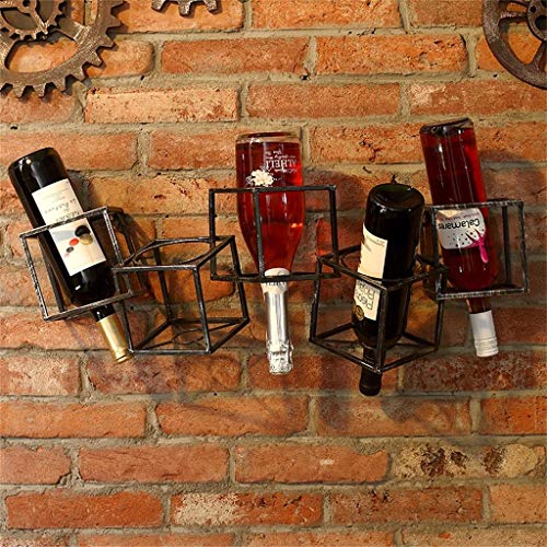 EYLINK Wine Racks,Vintage Wall Wine Racks Bottle Holder Metal Bar - Industrial Floating Shelves Storage Organizer - Wall Mount Rustic Wine Shelf