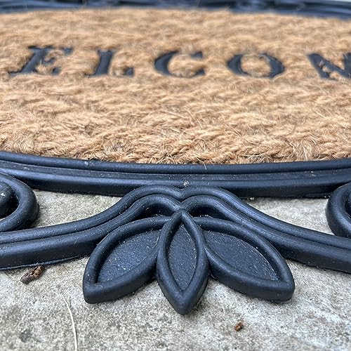 Thorness Rubber backed Coir Welcome Rectangle Door Mat 30cm x 45cm | Outdoor or Indoor use | doormat | non slip