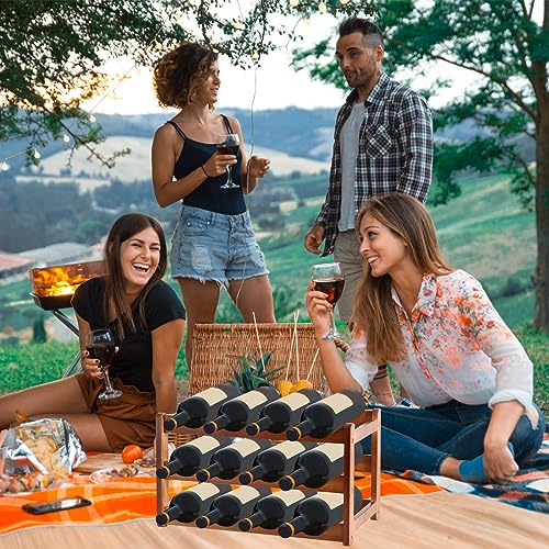 Tefola Bamboo Wood Horizontal Wine Rack for 12 Wine Bottles – 43 x 23.5 x 25 cm, Brown