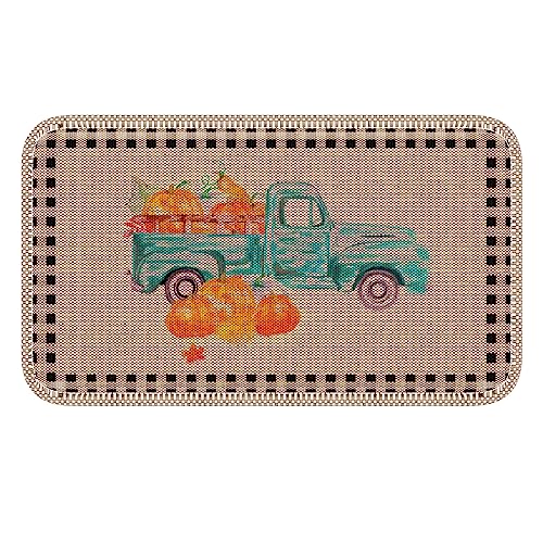 Kluevo Fall Door Mat, Fall Home Decor Fall Outdoor Rug Autumn Non-Slip Rubber Rugs for Front Door Intdoor, Pumpkin Truck Welcome Decorative Doorm