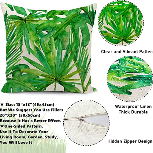 Green Outdoor Cushion Cover Waterproof Tropical Palm Leaves Plant Double Sided Printing Throw Pillow Cover Garden Decor Home Decorate for Livingr