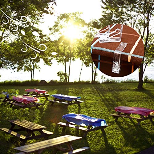HAKOTOM 12pcs Clear Plastic Table Cloth Clips Table Cover Clamp Portable Tablecloth Holders for Home Picnic Outdoor BBQ Wedding DIY Party Hotel R