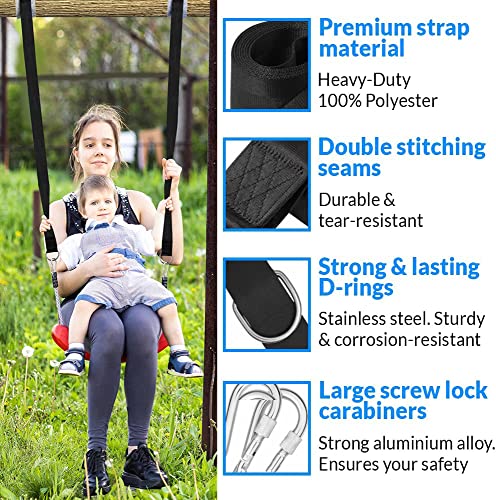 Guihumz Swing attachment, hammock hanging chair attachment set made of tear-resistant polyester with 2 tree protection pads and 2 premium carabin