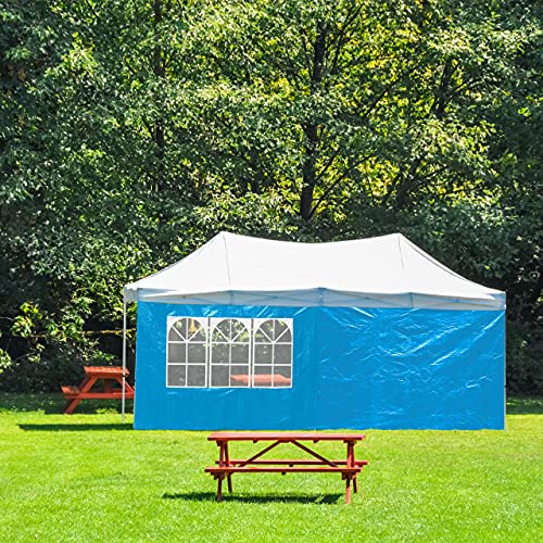 Relaxdays Side Walls Set of 2 2 x 3 m Gazebo Wall with Window, Waterproof, Side Panels for Gazebos, Light Blue
