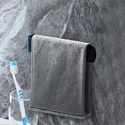 Towel Rail Self Adhesive for Bathroom Hand Towel Holder 304 Stainless Steel Towel Rail (Black)