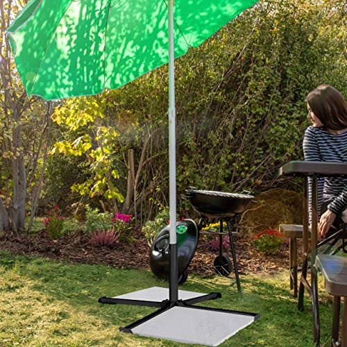 Relaxdays Parasol Base, for Pole Sizes 25-35 mm, Cross-Shaped Stand, Foldable Garden & Balcony Sun Shade, Metal, Black